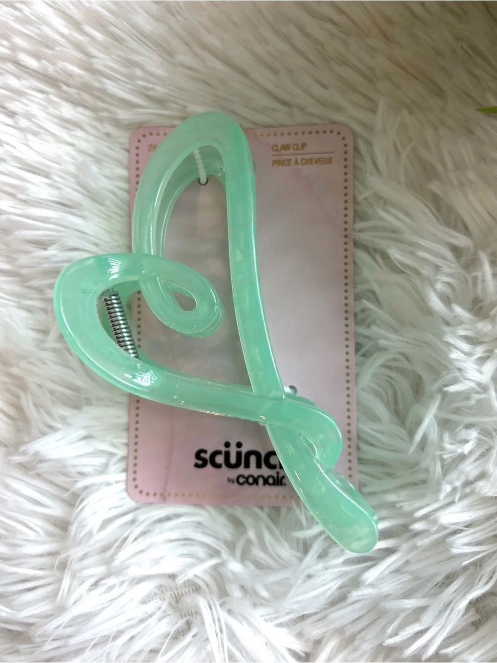 Scunci Hollowed Heart Pastel Hair Claw Clip Green & Pink Set of 2 New